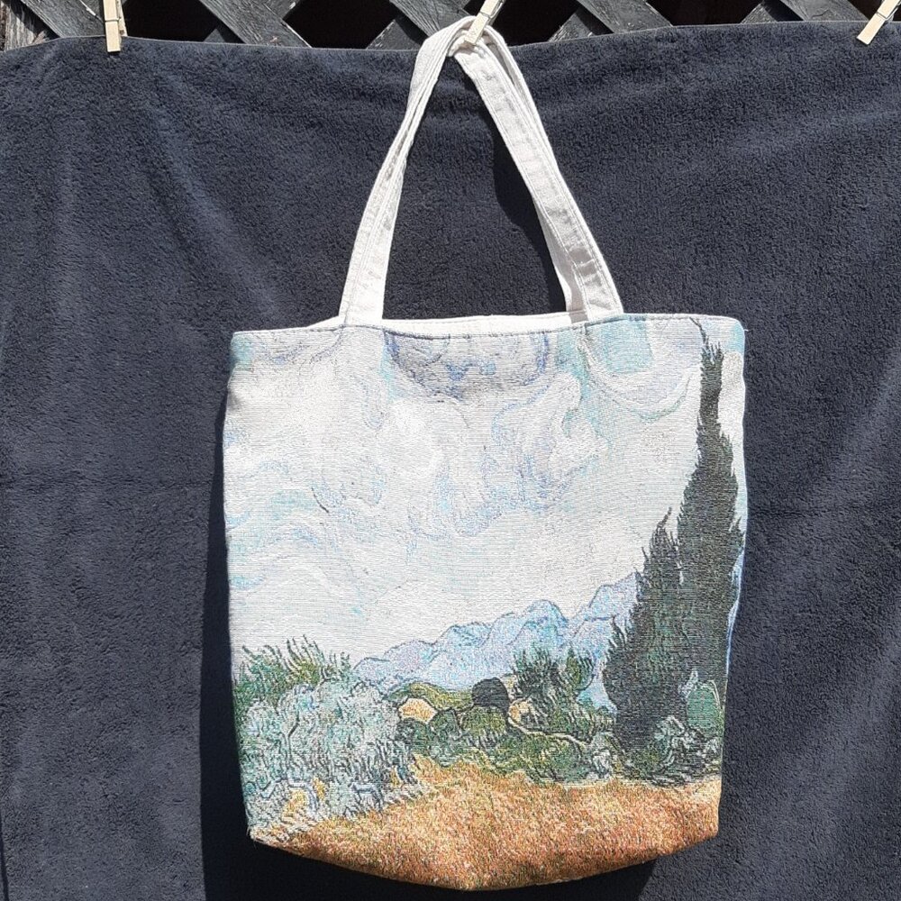 Van Gogh Tapestry Tote Bag/Purse "Wheat Fields" Zipper Close 17" x 17"